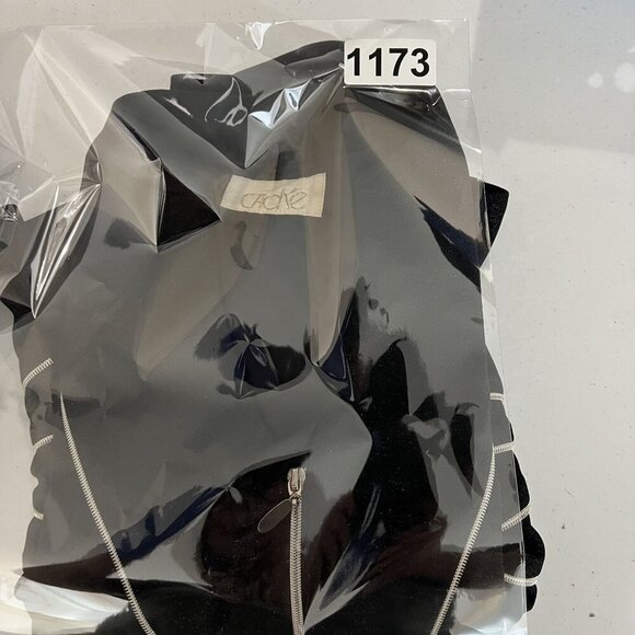 Caché Womens S Black Zip Up Blazer Silver Piping Structured Fit Career Office - Picture 15 of 15